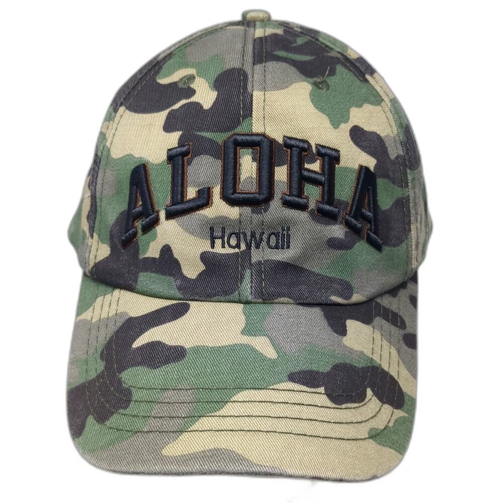 Robin Ruth Baseball Cap Green Brown Camo One Size Hawaii Aloha Embroidery Hat